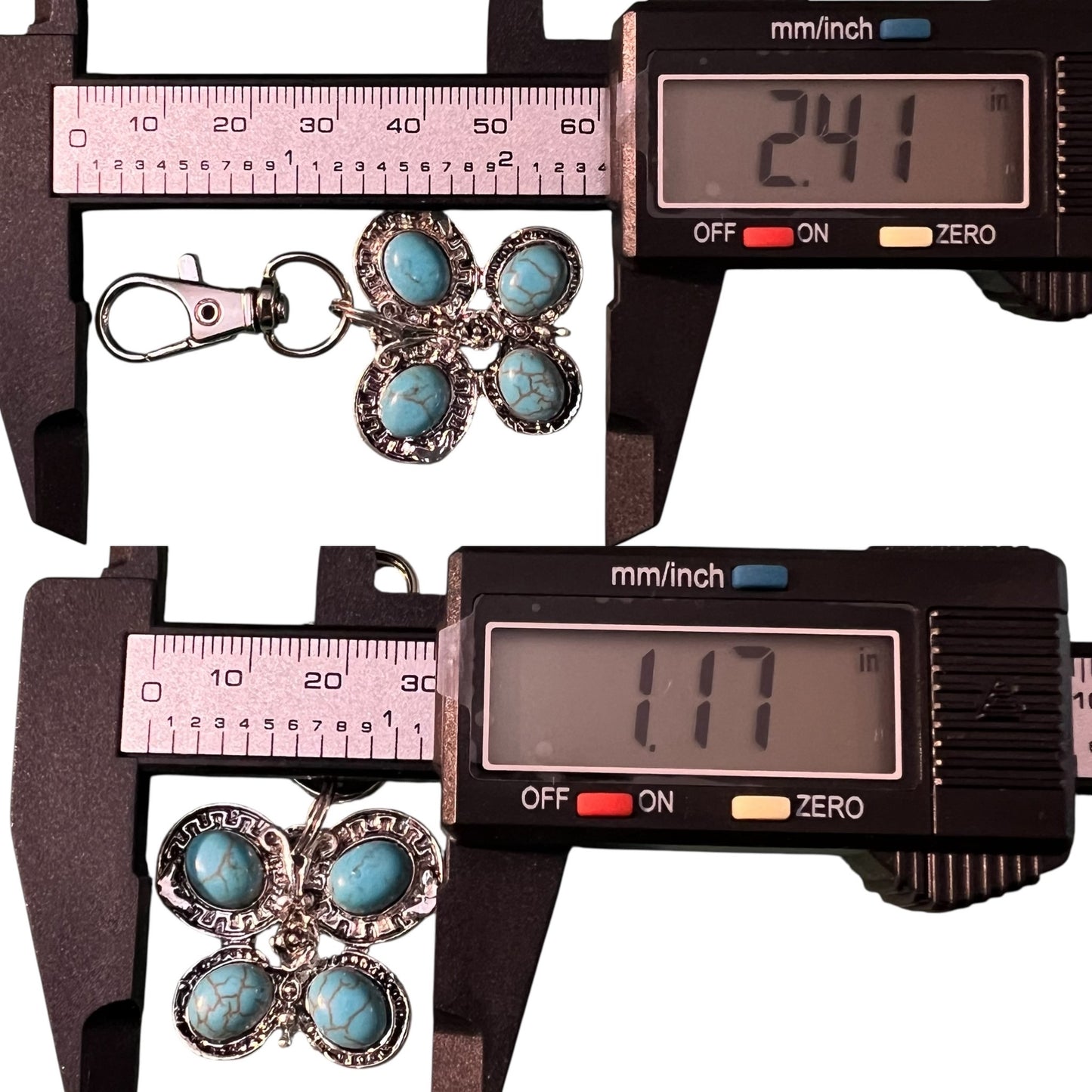 Turquoise Butterfly Keychain – Handmade Boho Bag Charm