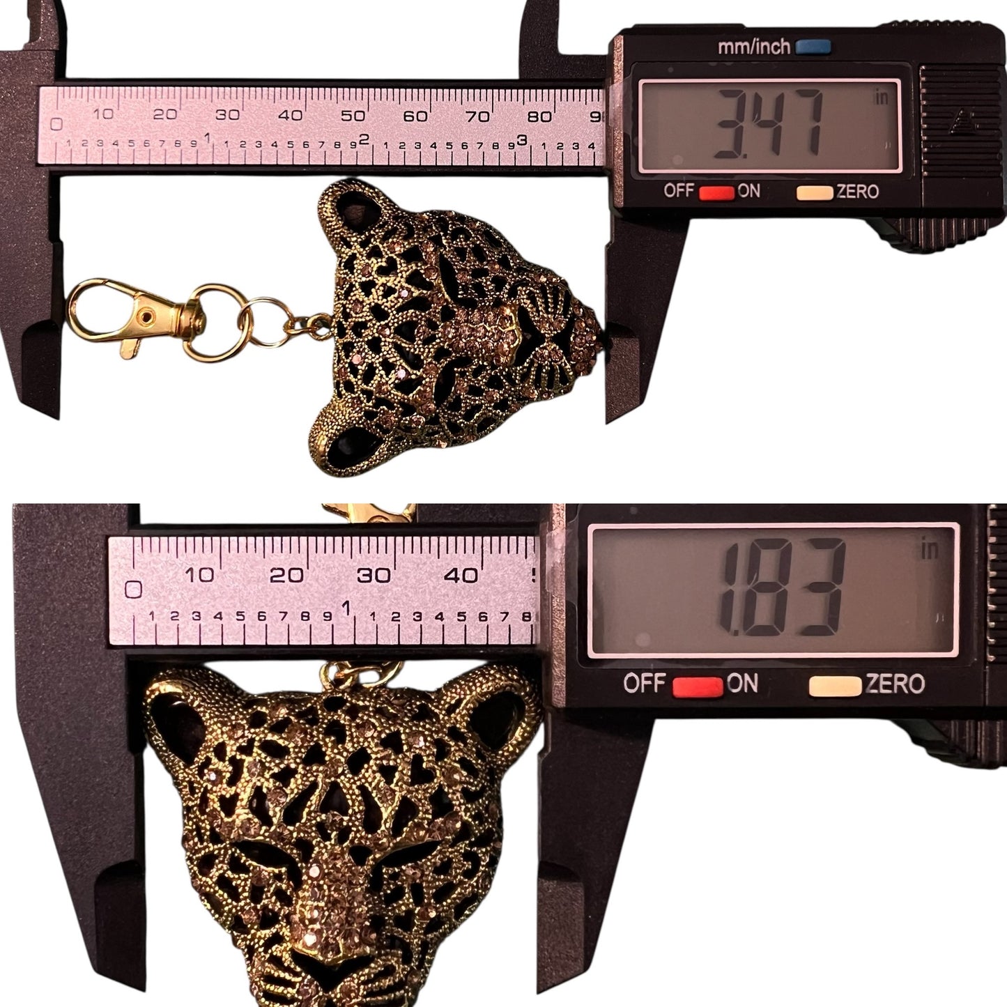 Rhinestone Cheetah Head Purse Charm – Bold Animal Print Accessory for Women
