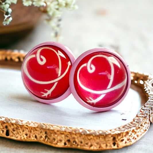 Red, White, & Pink Heart Stud Earrings: Sweet and Romantic Accessories