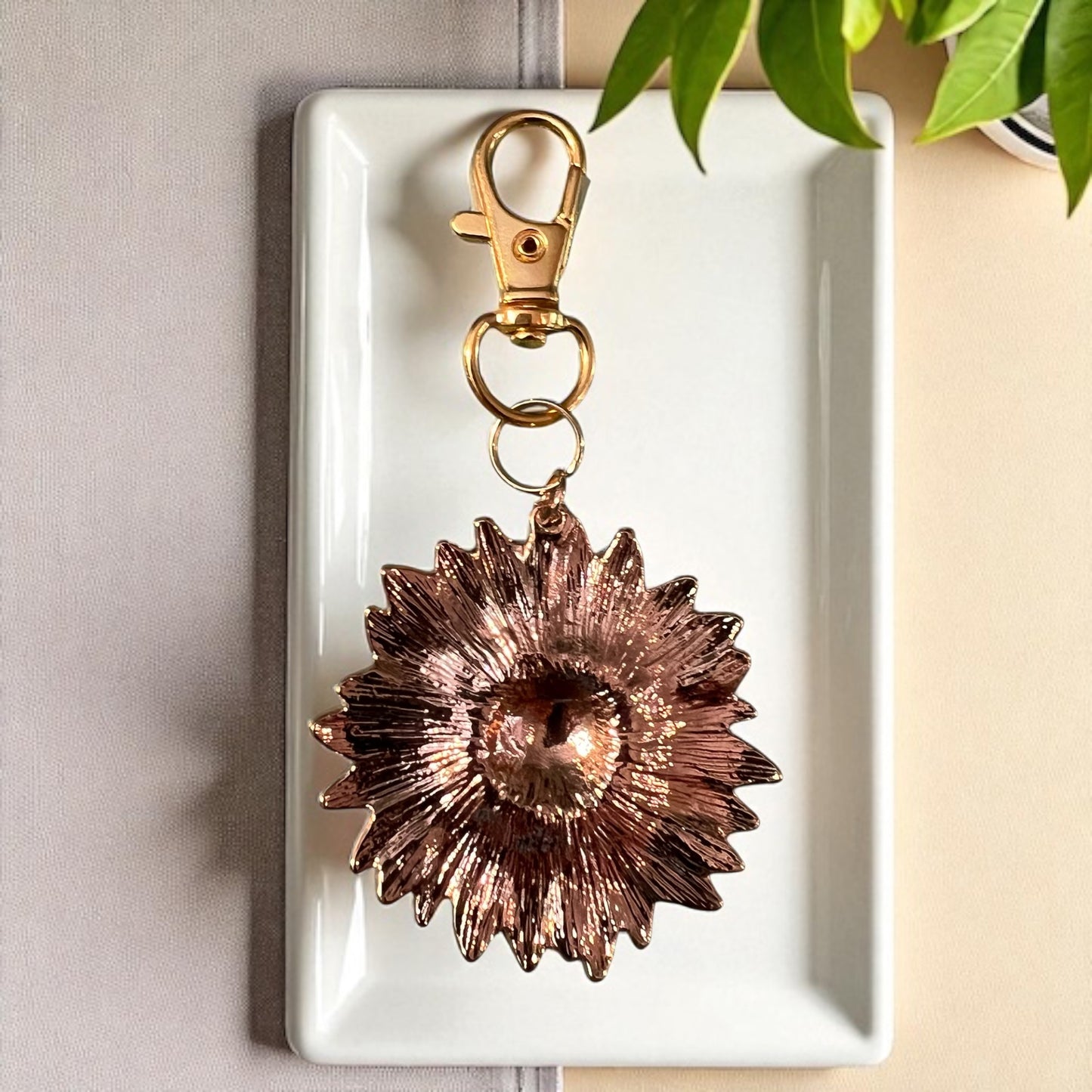 Sunflower Purse Charm – Vibrant Gold Boho Keychain for Her