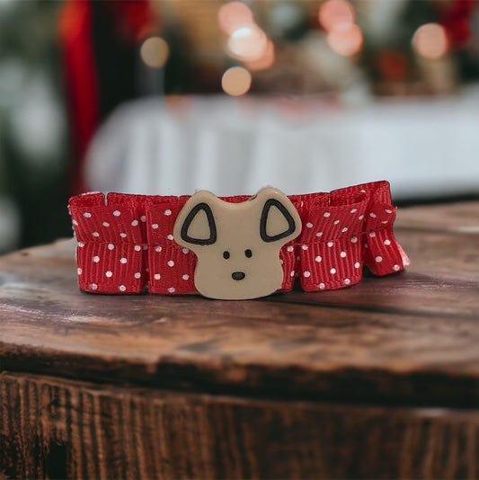 Red Hair Clip with Dog Embellishment - Cute & Playful Hair Accessory