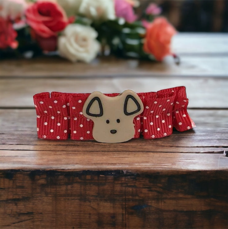 Red Hair Clip with Dog Embellishment - Cute & Playful Hair Accessory