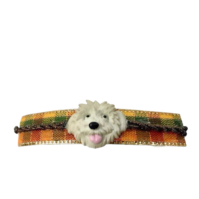 Plaid Hair Clip with Dog Embellishment - Cute & Playful Hair Accessory