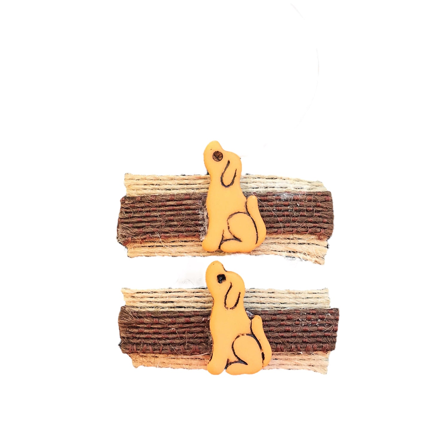 Brown Hair Clips with Dog Embellishments - Cute & Playful Hair Accessory