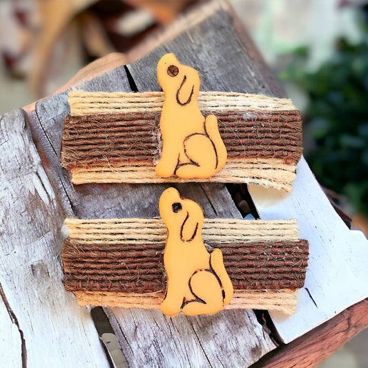 Brown Hair Clips with Dog Embellishments - Cute & Playful Hair Accessory