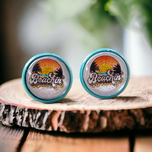 Beach Sunset Blue Stud Earrings - Coastal-Inspired Accessories
