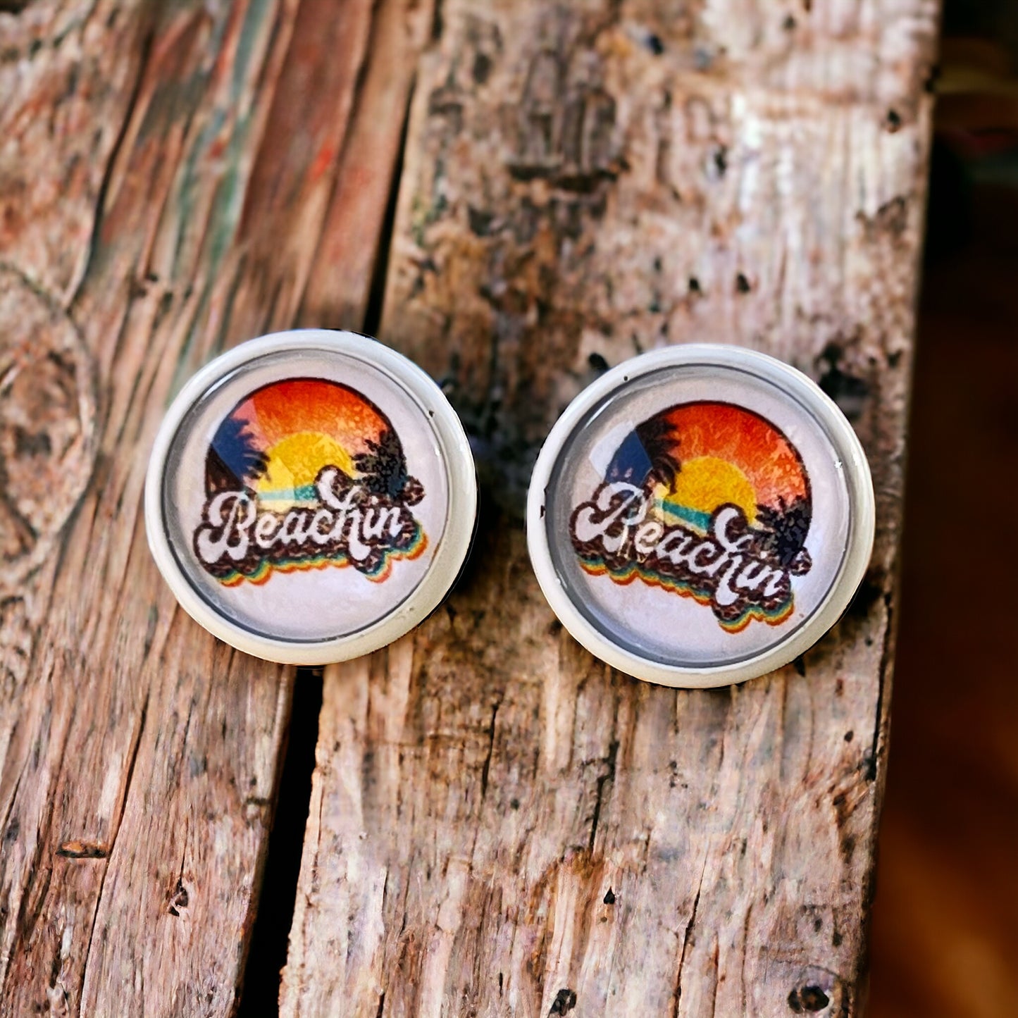 Beach Sunset White Stud Earrings - Coastal Chic Accessories