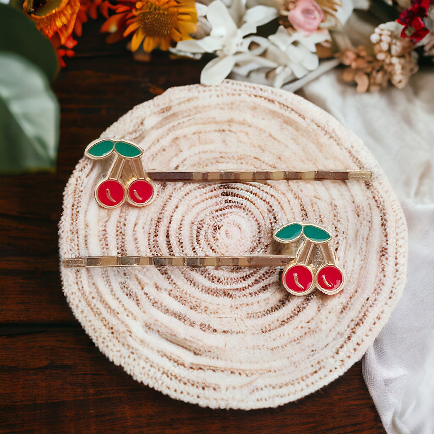 Enamel Cherry Bobby Pins: Sweet Accessories for Fun & Flirty Hairstyles