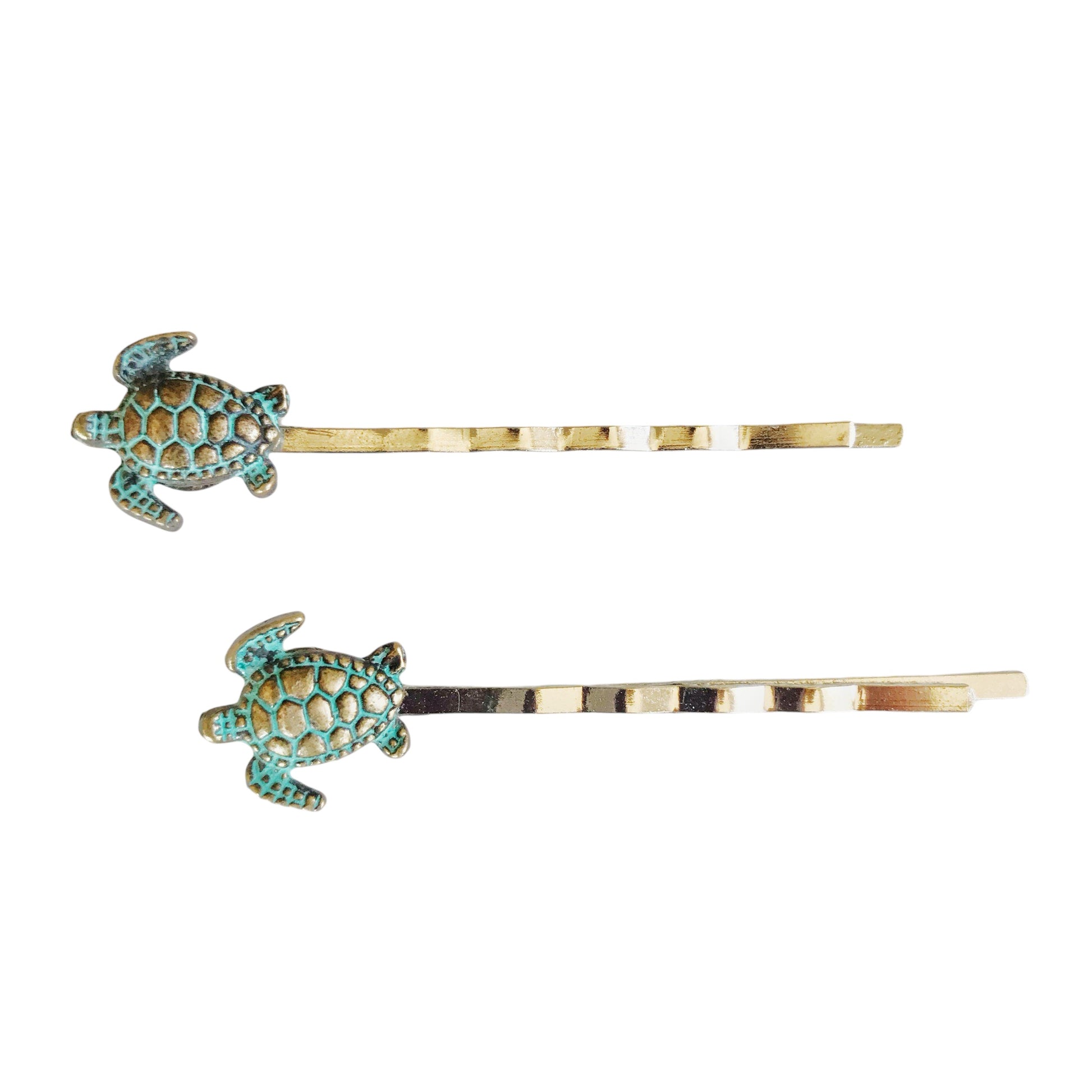 Patina Turtle Hair Pins: Stylish Coastal-Inspired Accessories