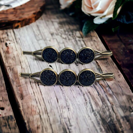 Black Druzy Hair Pins - Chic Women's Hair Accessories - Cute Bobby Pins for Stylish Looks