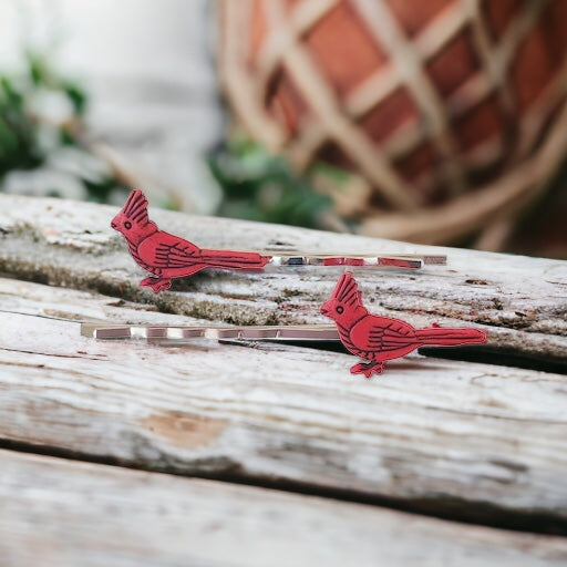 Red Cardinal Bird Hair Pins: Charming Boho Accents for Your Hairstyle