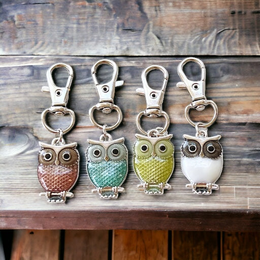 Vibrant Multi-Colored Owl Zipper Pull Keychain Purse Charms - Whimsical Accessories
