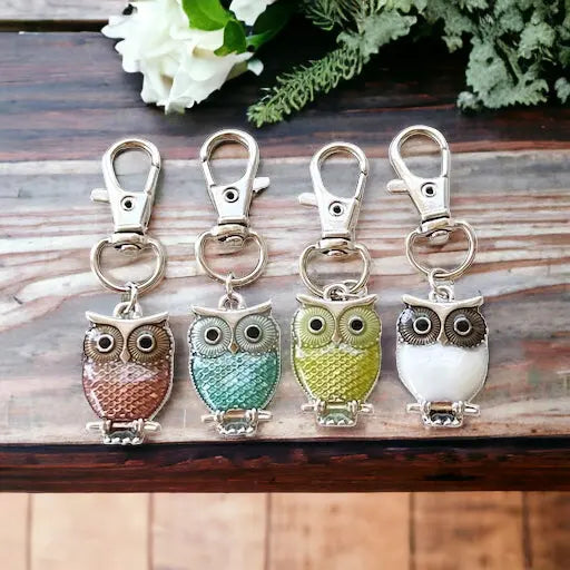 Vibrant Multi-Colored Owl Zipper Pull Keychain Purse Charms - Whimsical Accessories