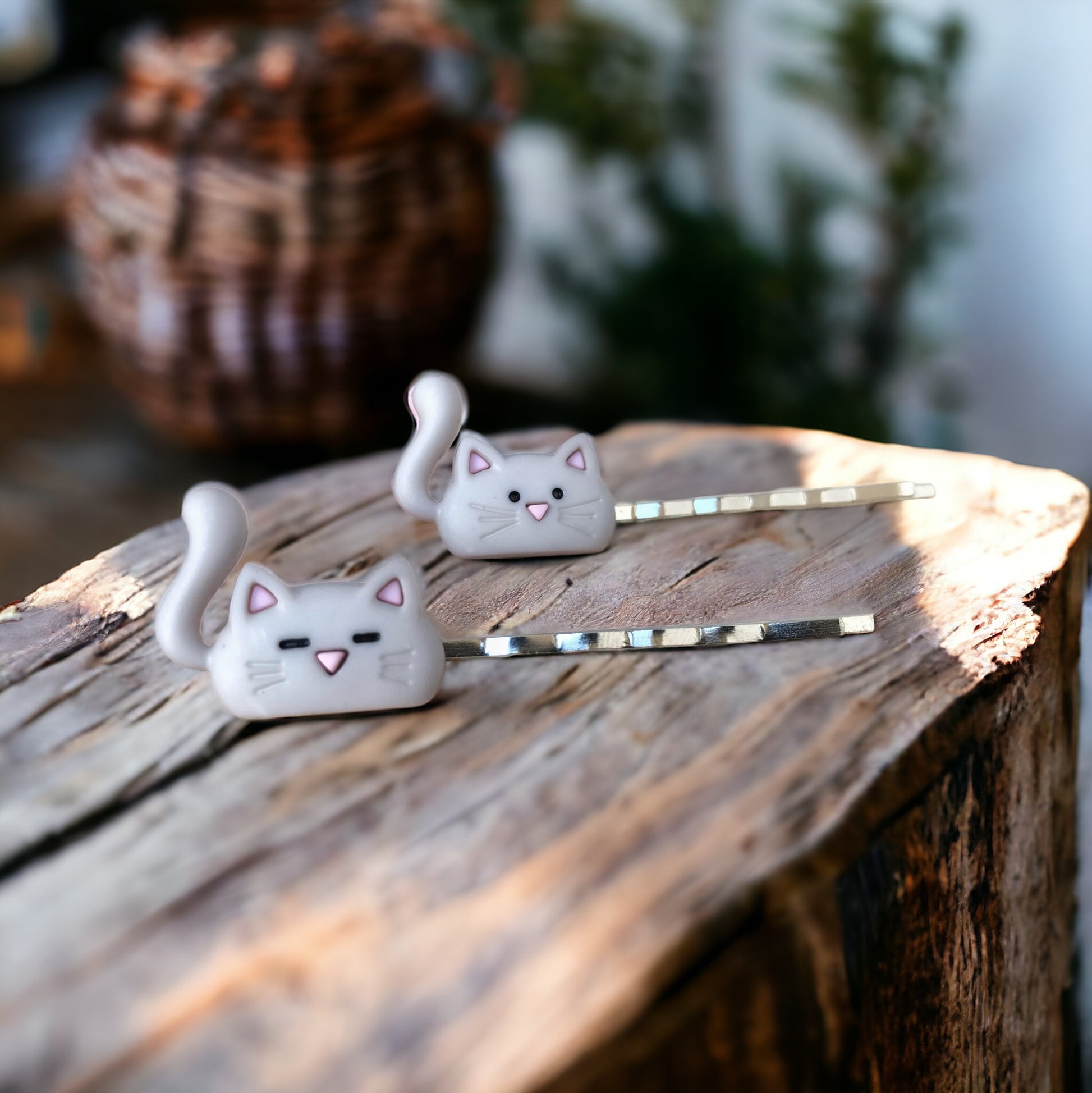 Gray Cat Hair Pins - Cute Accessories for Feline Fans