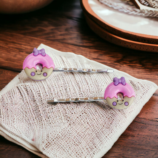 Pink Donut Hair Pins for Women and Girls