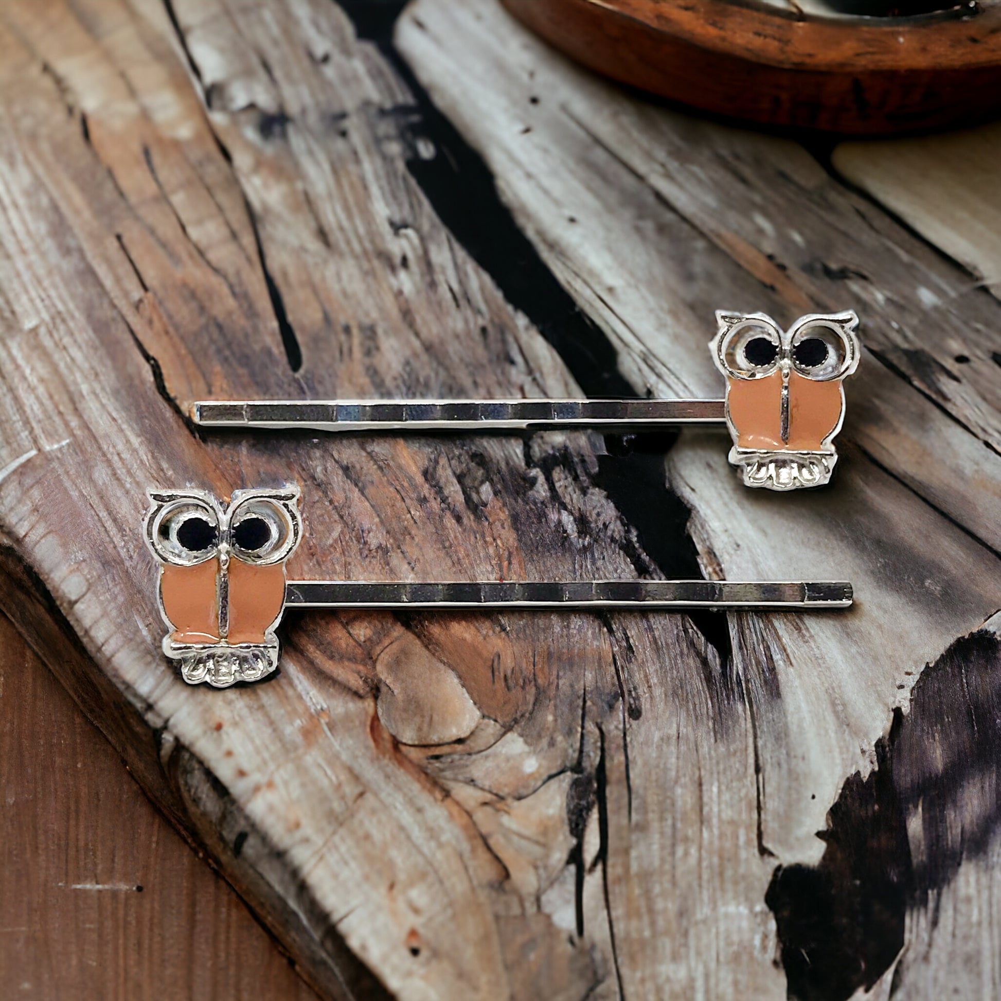 Boho Tan Owl Hair Pins: Stylish Accessories for Bohemian Chic Hairstyles