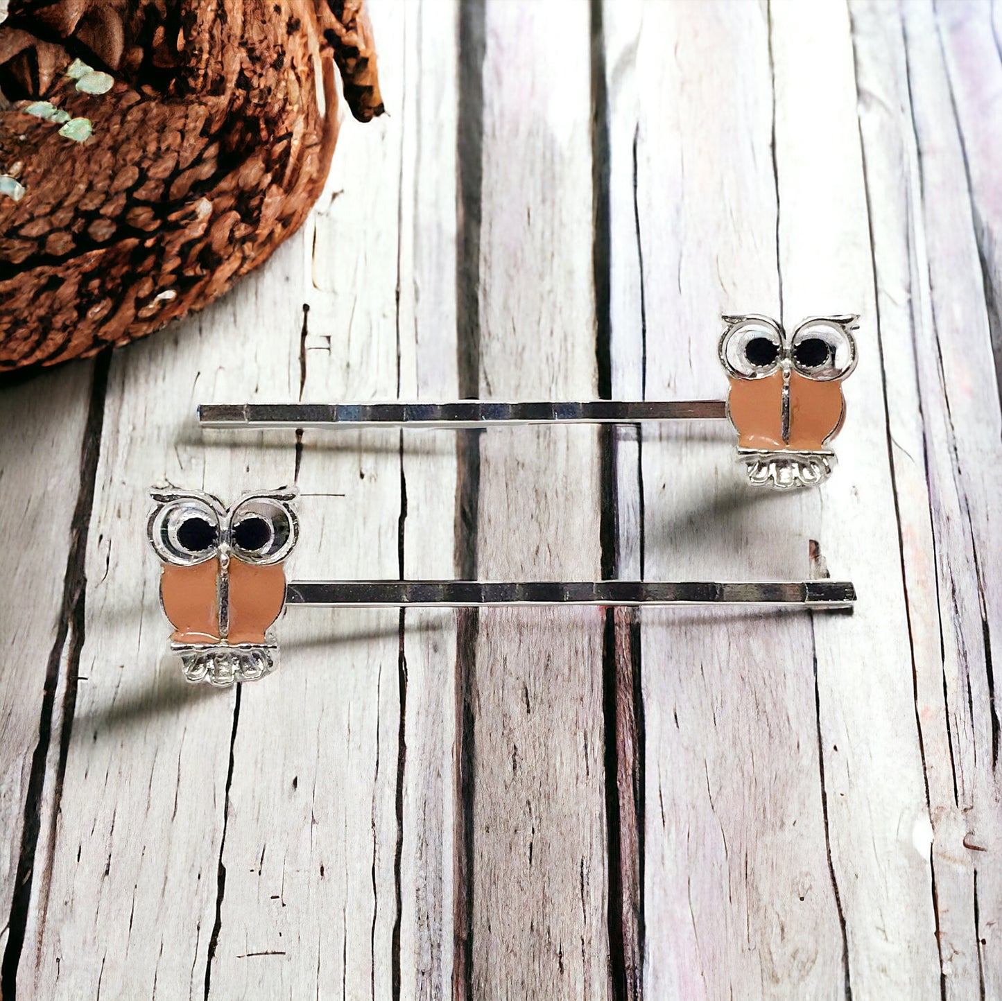 Boho Tan Owl Hair Pins: Stylish Accessories for Bohemian Chic Hairstyles