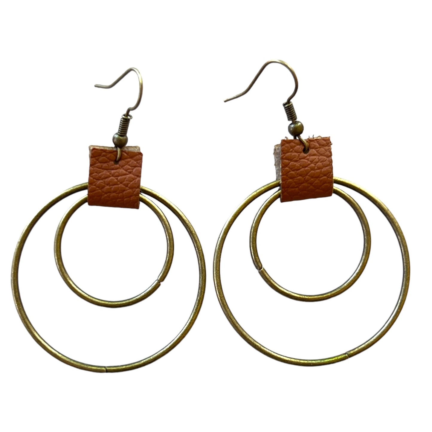 Leather & Brass Hoop Earrings – Western Boho Jewelry