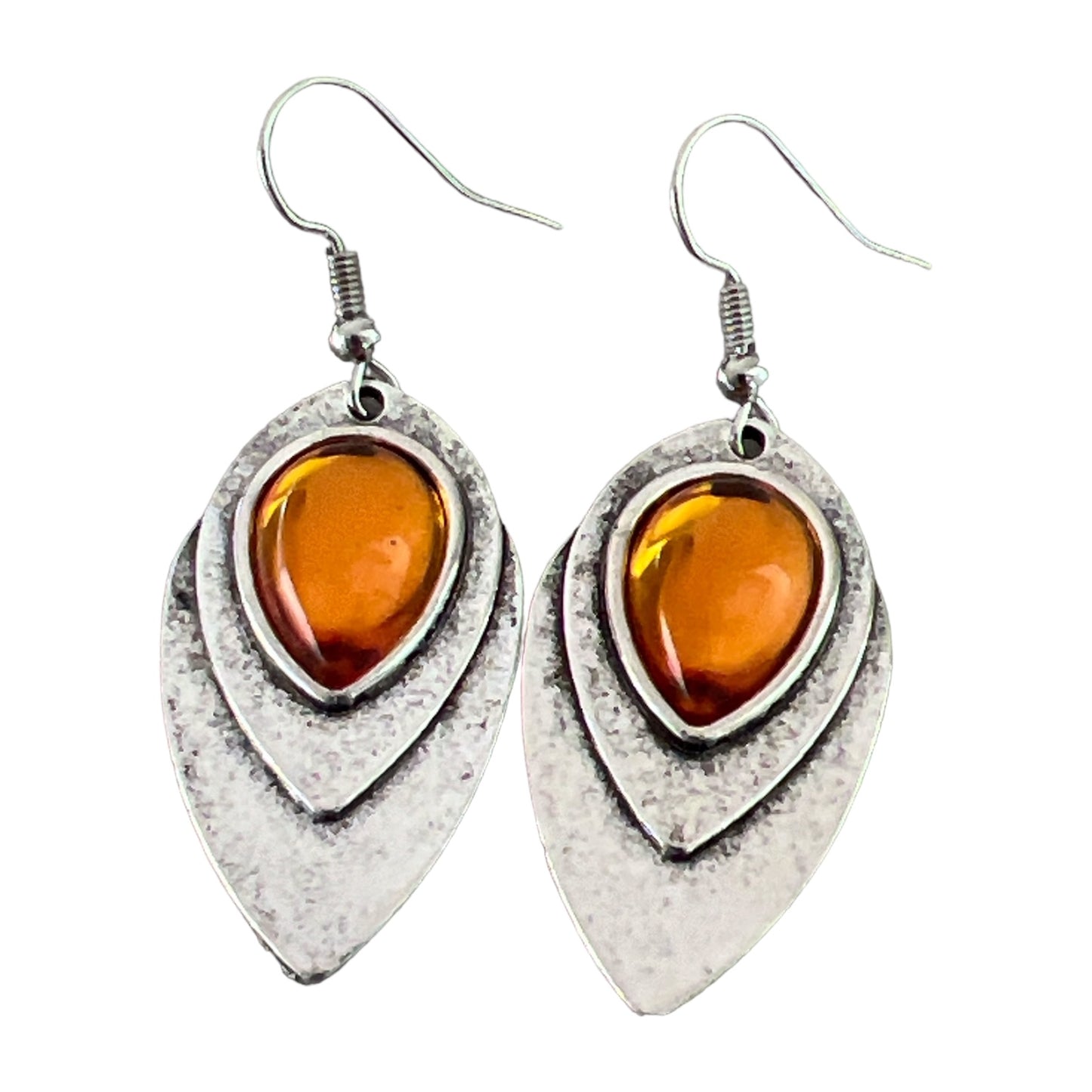 Orange & Silver Teardrop Earrings – Vibrant Stylish Accessories