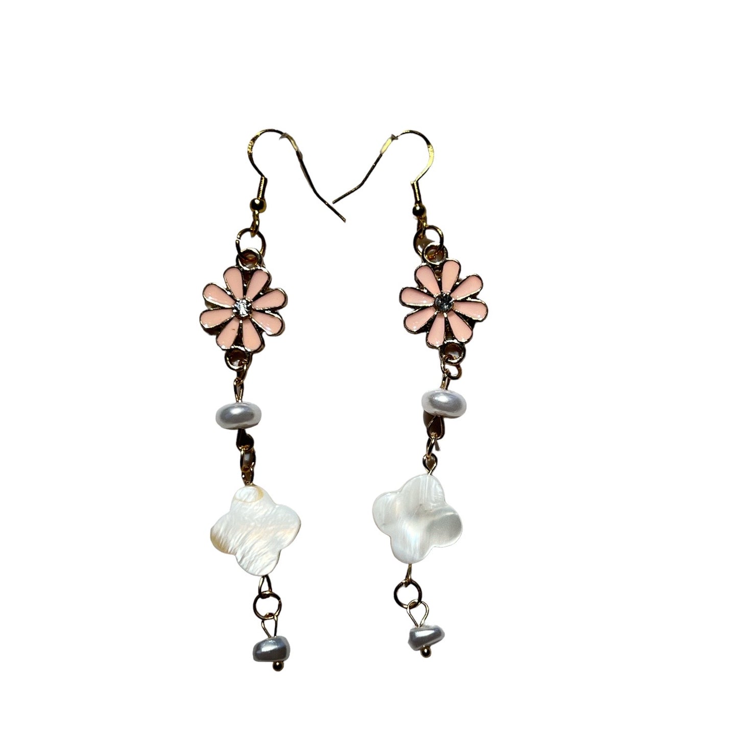 Pink Flower Dangle Earrings – Romantic Floral Drop Jewelry Be Grace Be Love Boutique