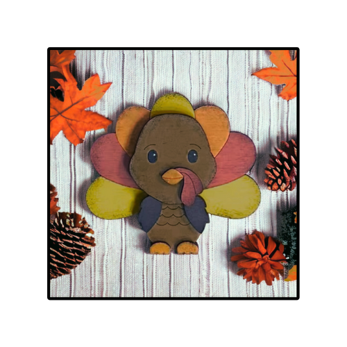 Thanksgiving DIY Craft for Kids, Turkey Ornament Pop Out Wood Craft, Wooden Paint Set Supply Art Keepsake for Holidays, Kid Toys Childs Gift