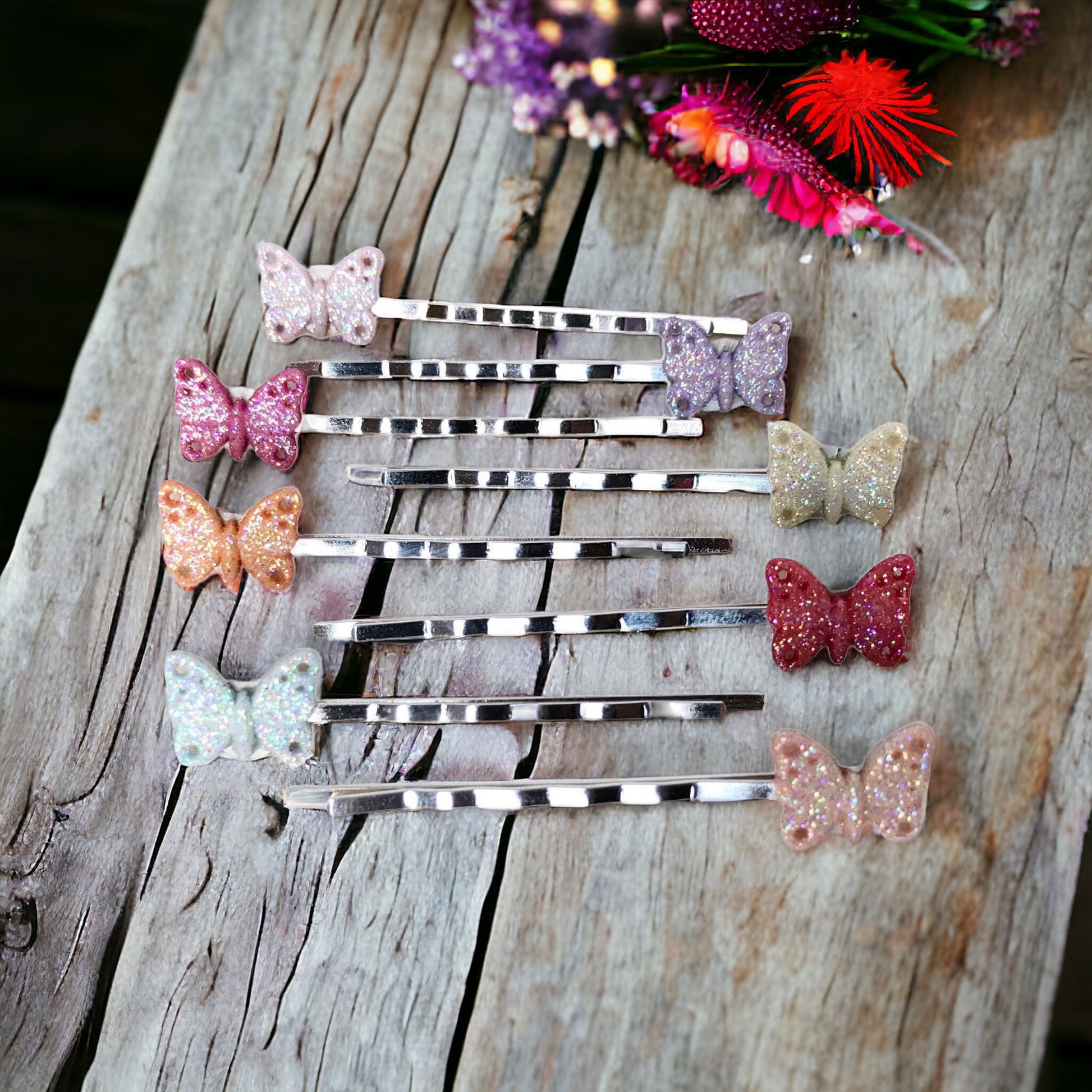 Set of butterfly hair pins styled for gift giving