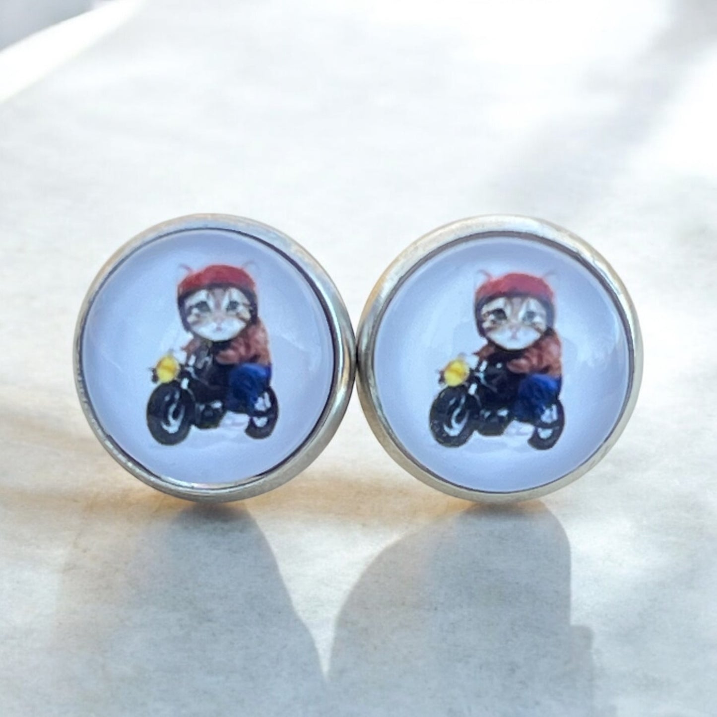Handmade cat earrings with bold attitude and fun design