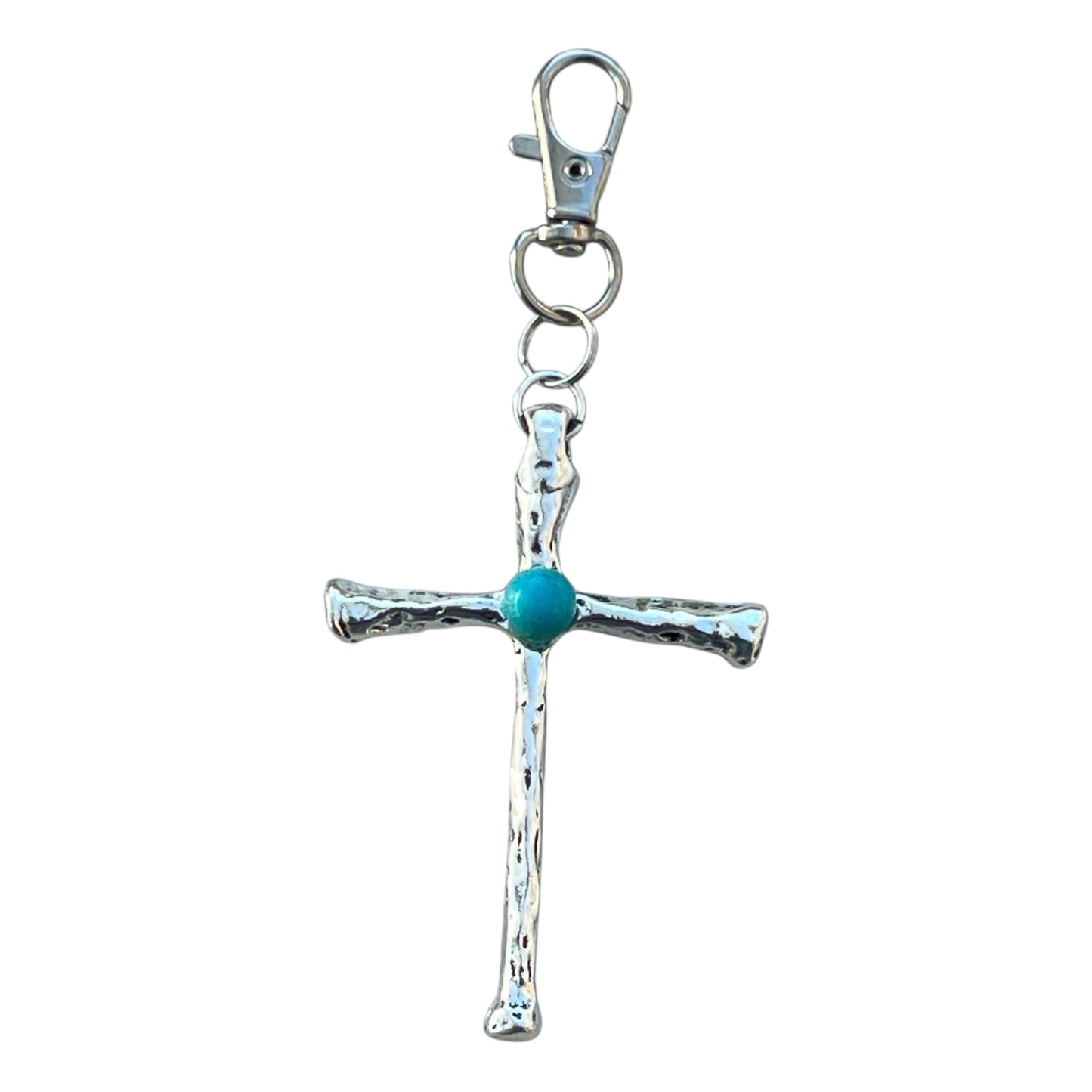 Handmade turquoise cross charm ideal for spiritual and western gifts