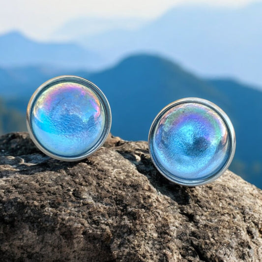 Handmade shimmer jewelry with glass cabochon setting