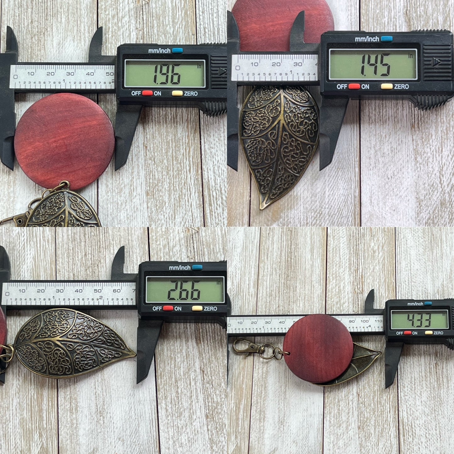 Filigree Leaf Purse Charm – Antique Bronze & Red Wood Keychain