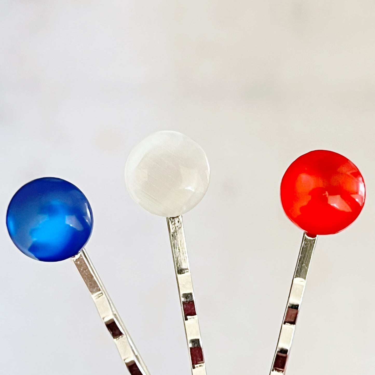 Red White & Blue Flower Hair Pins, Womens Fourth of July Hair Clips, Patriotic 4th of July Hair Accessories
