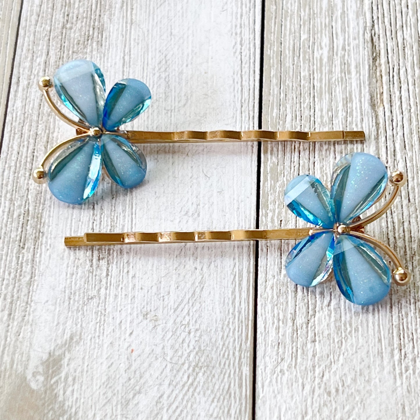 Blue Rhinestone Butterfly Hair Pins - Decorative Hair Clips for Women