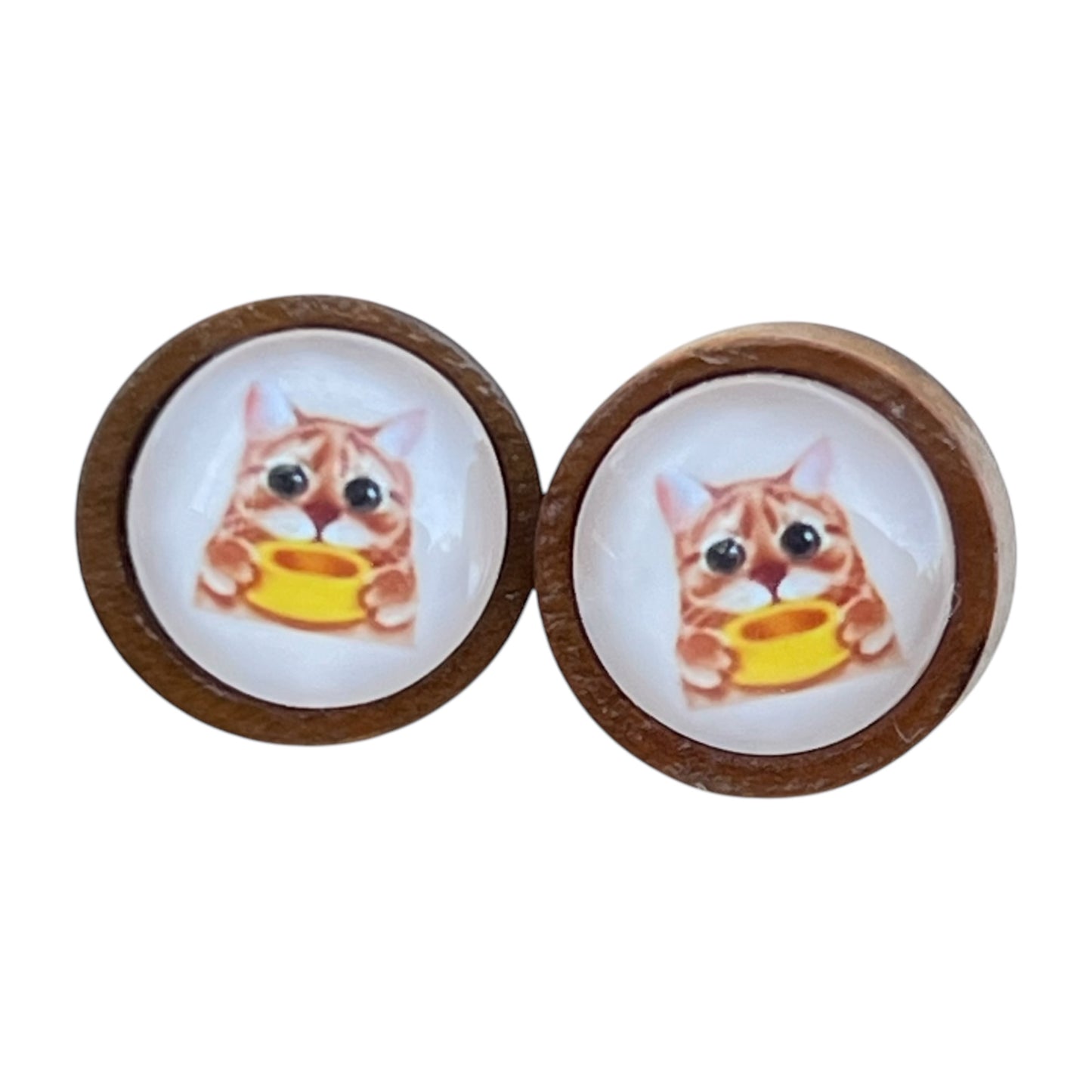 Lightweight handmade earrings with playful kitty print