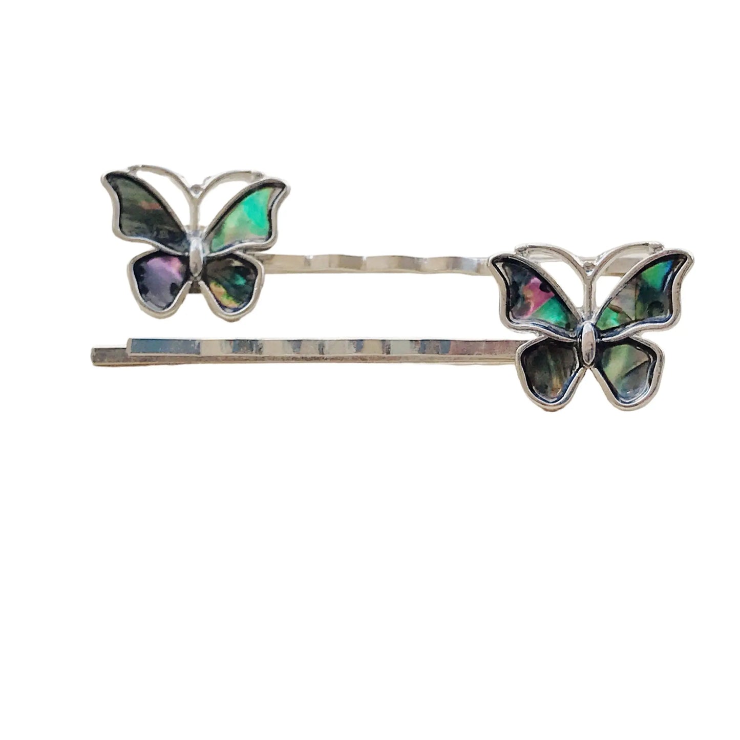 Handmade abalone shell hair pin set styled for spring and wedding looks