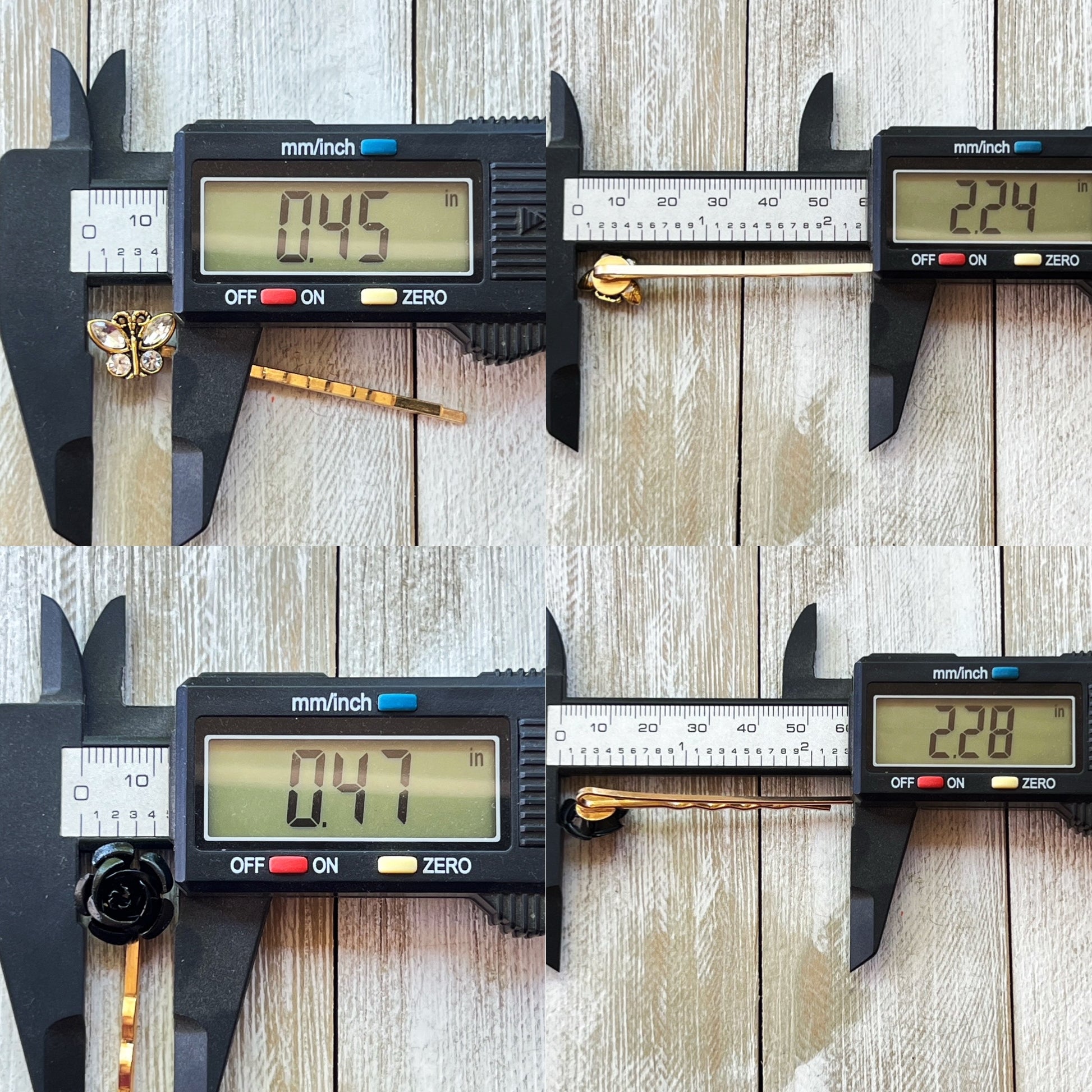 Butterfly and Flower measurement photo grid.