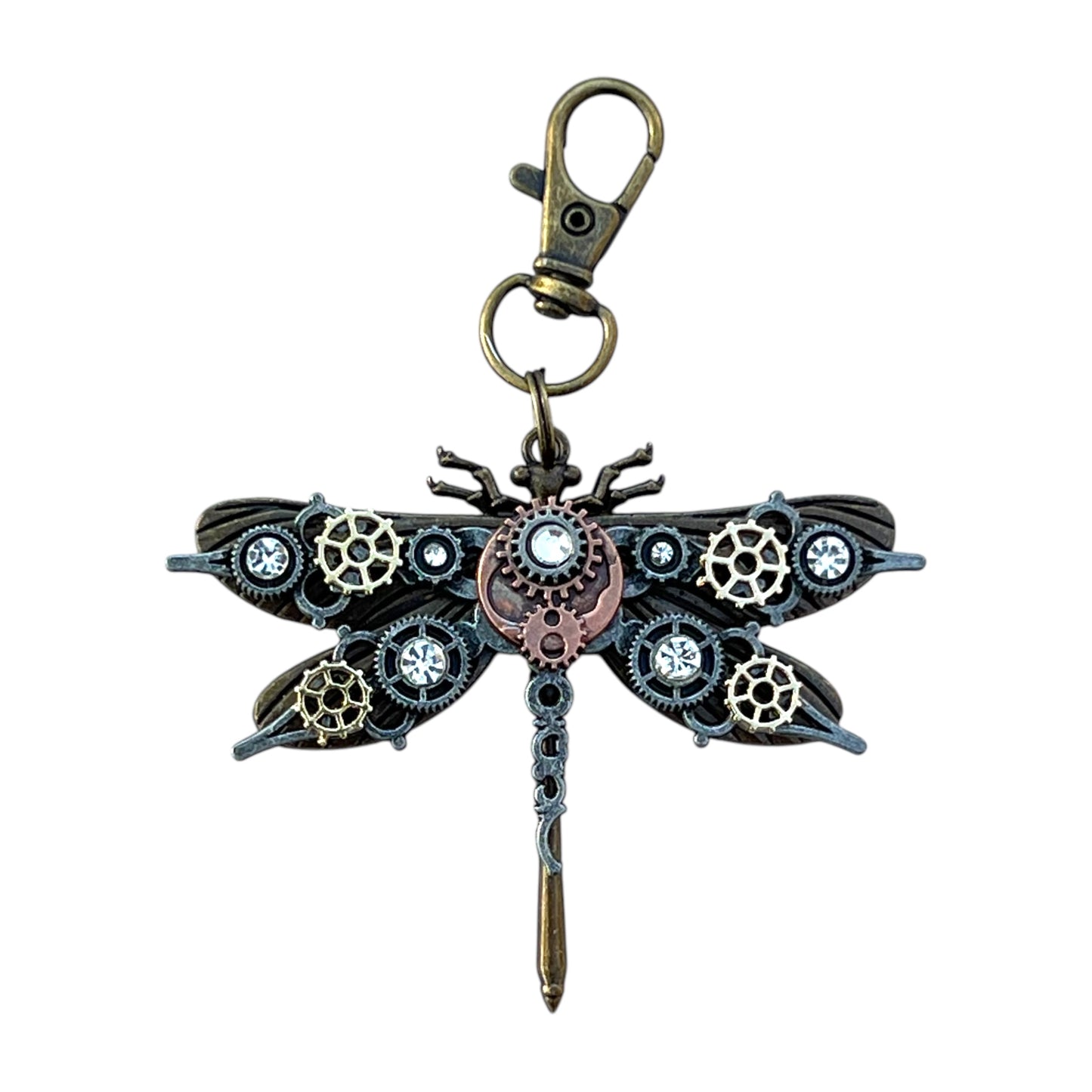 Steampunk keychain attached to purse strap for styling inspiration