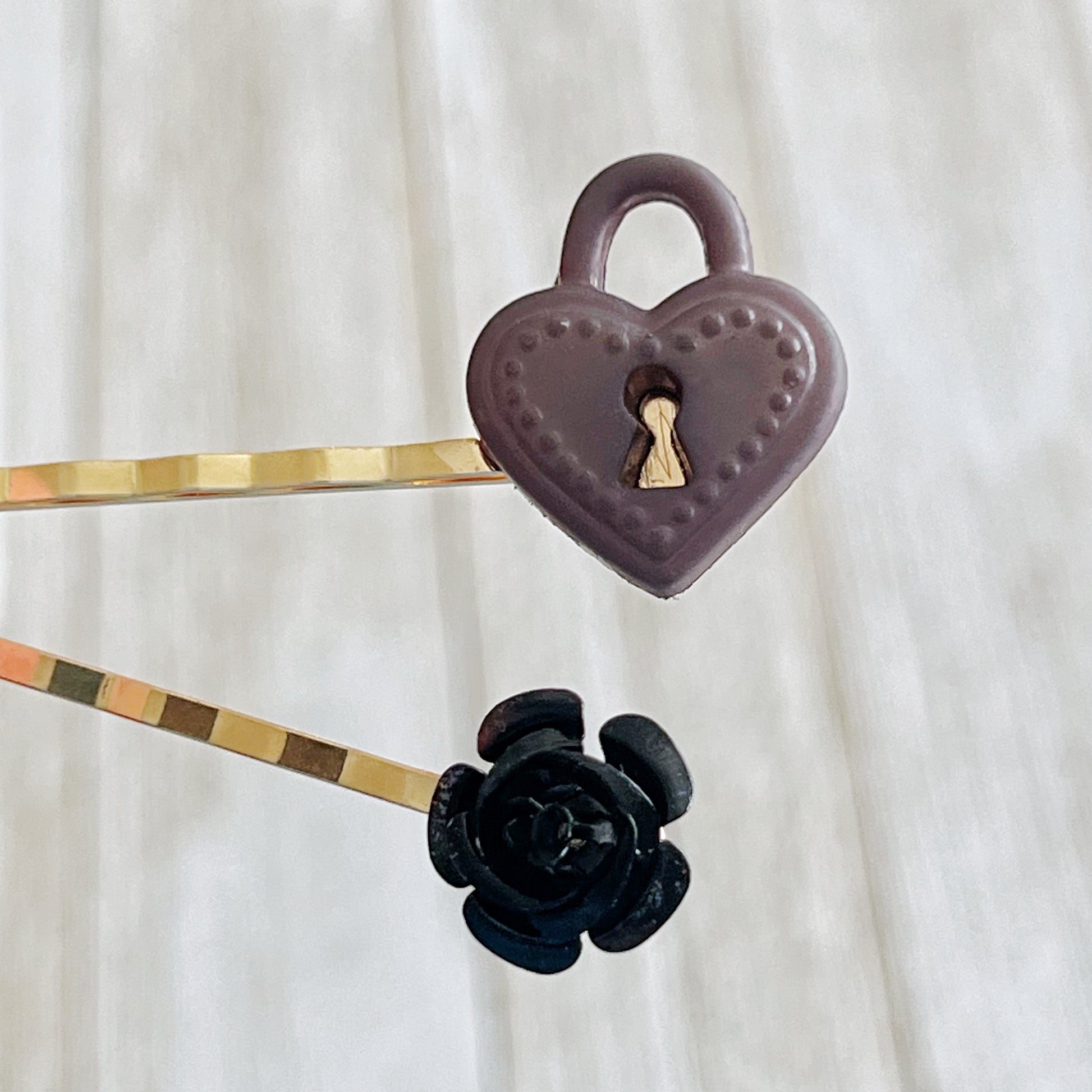 Lock Heart and Metal Rose closeup