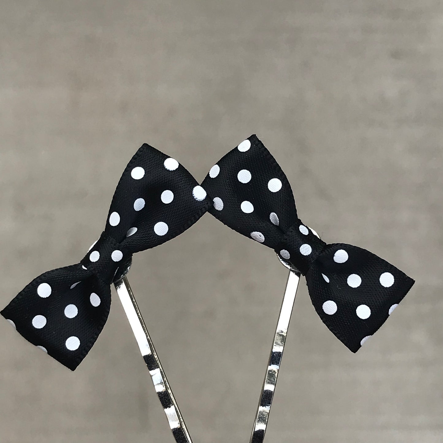 Black & White Polka Dot Bow Hair Pins - Chic & Playful Hair Accessories