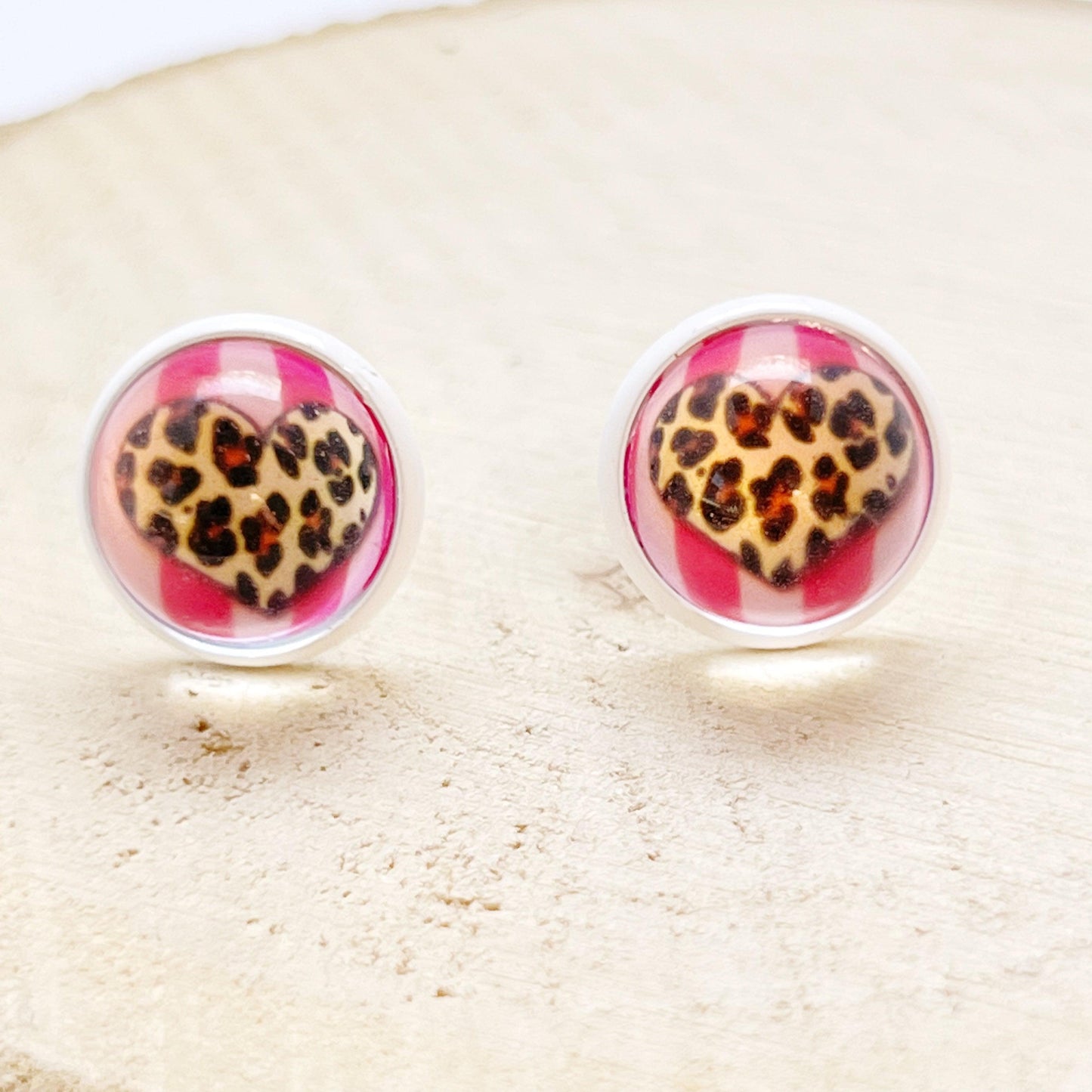 Animal Print Heart Unisex Earring Studs - Stylish & Versatile Accessories