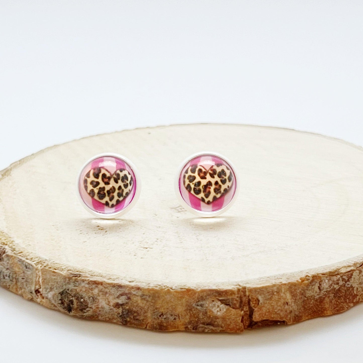 Animal Print Heart Unisex Earring Studs - Stylish & Versatile Accessories