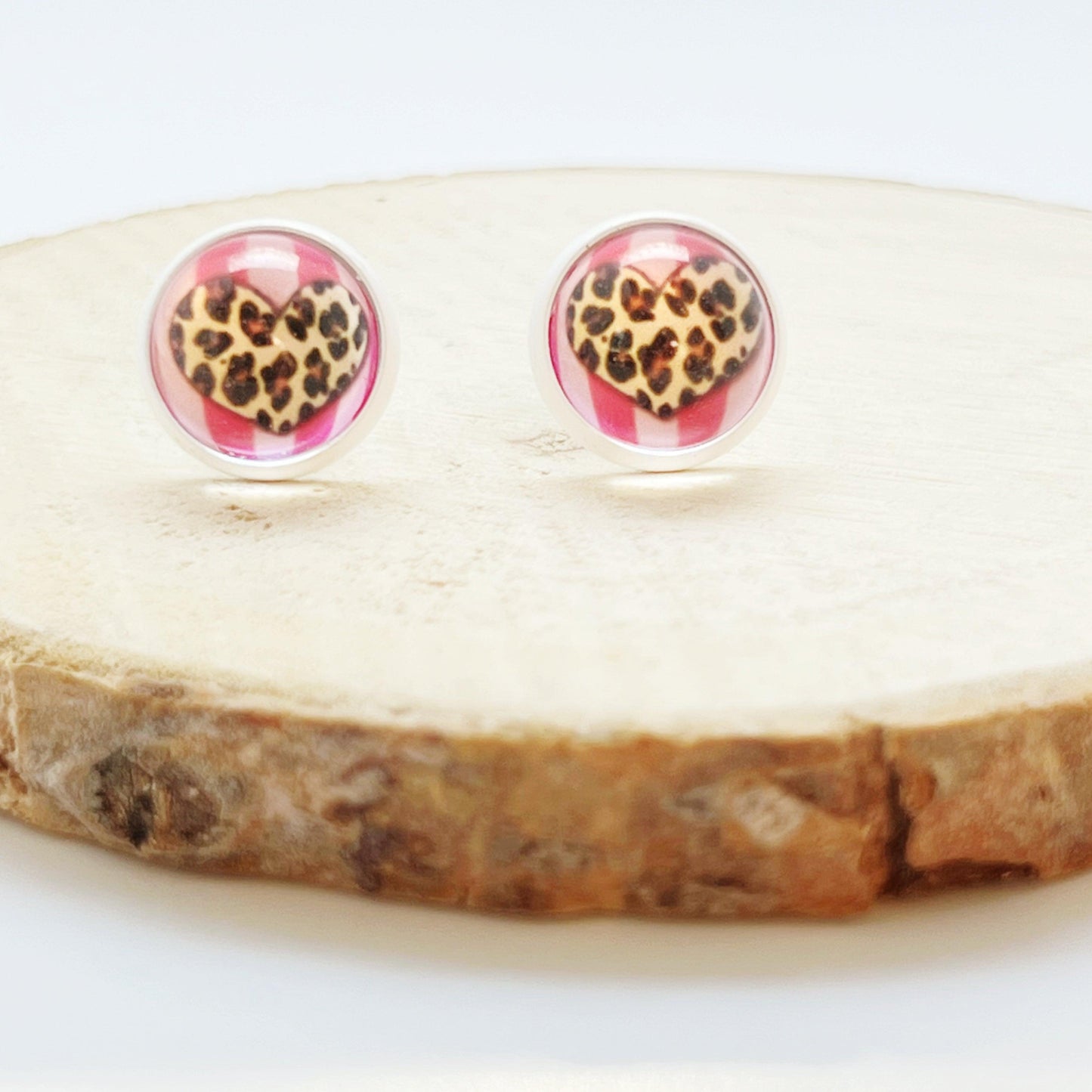 Animal Print Heart Unisex Earring Studs - Stylish & Versatile Accessories