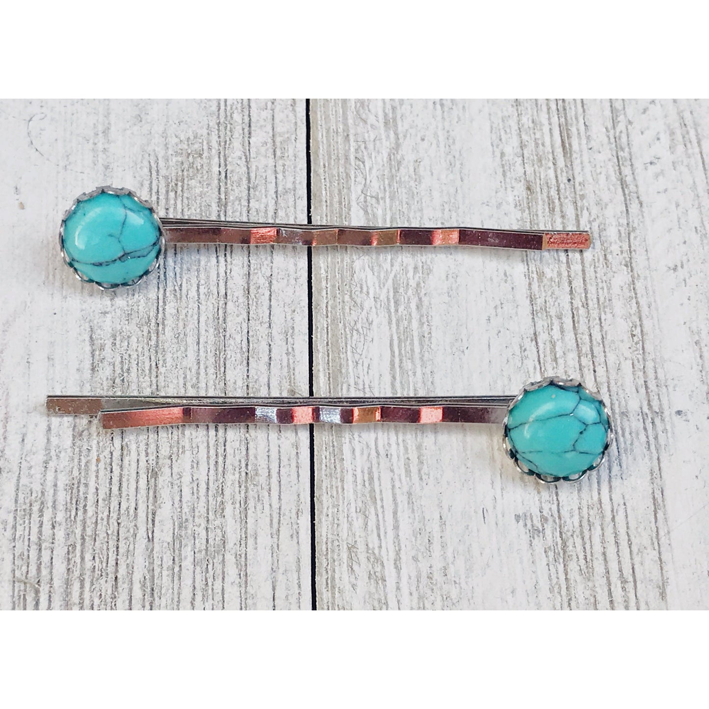 Turquoise Hair Pins - Western Silver Bobby Pins Women's Southwestern Hair Accessories