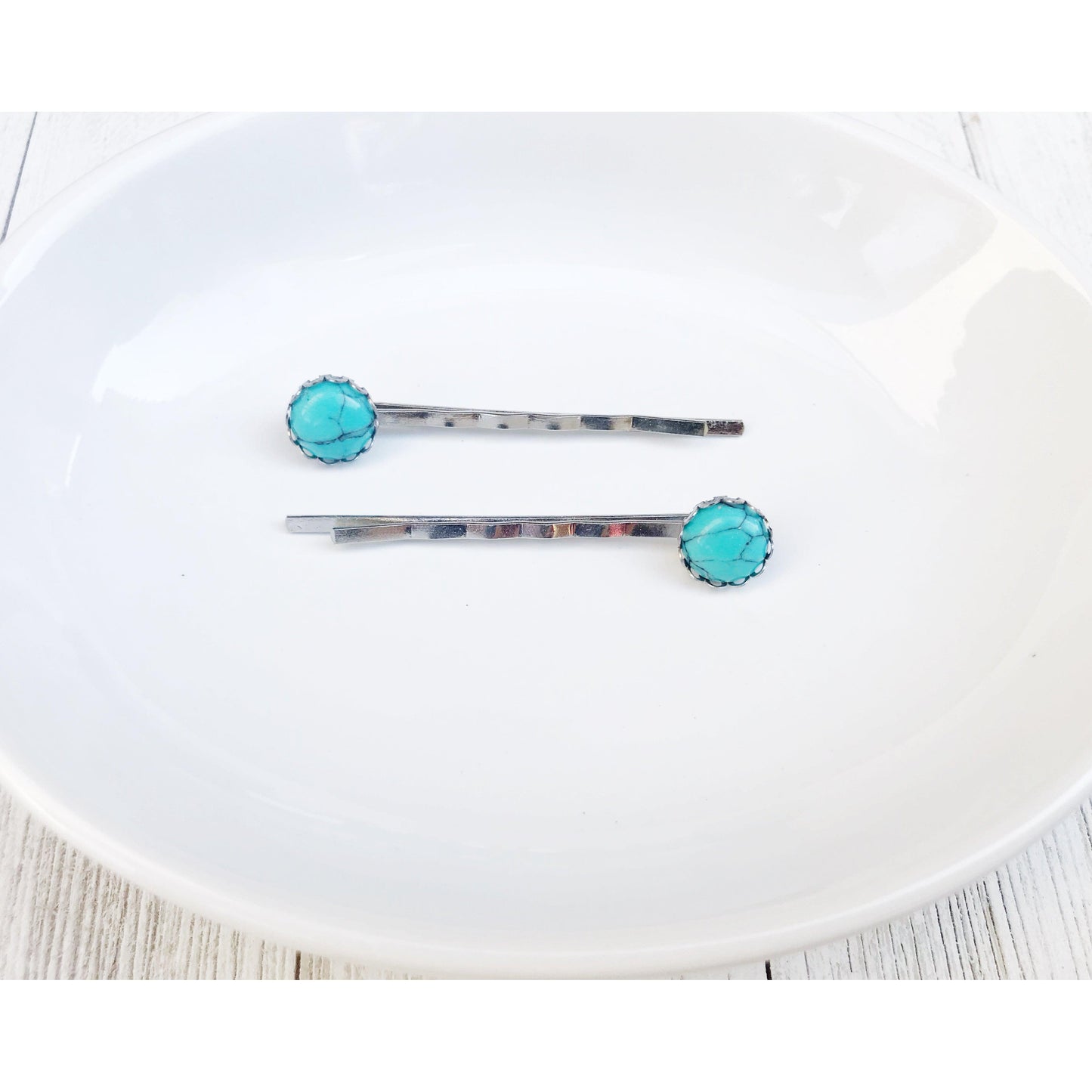 Turquoise Hair Pins - Western Silver Bobby Pins Women's Southwestern Hair Accessories
