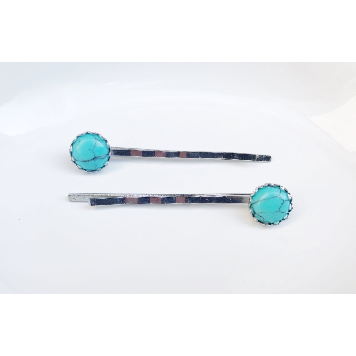 Turquoise Hair Pins - Western Silver Bobby Pins Women's Southwestern Hair Accessories