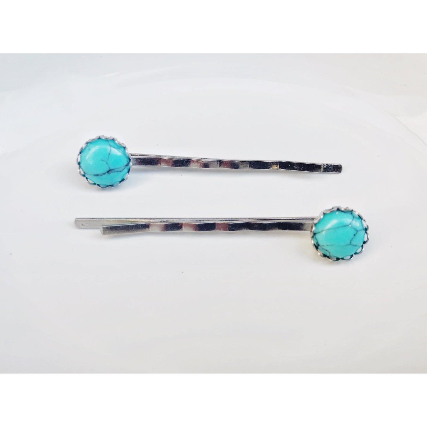 Turquoise Hair Pins - Western Silver Bobby Pins Women's Southwestern Hair Accessories