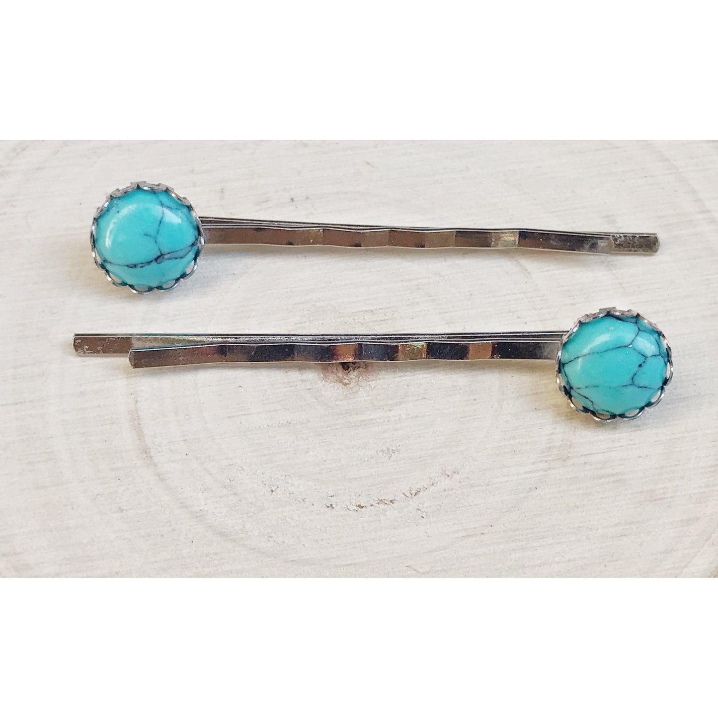 Turquoise Hair Pins - Western Silver Bobby Pins Women's Southwestern Hair Accessories