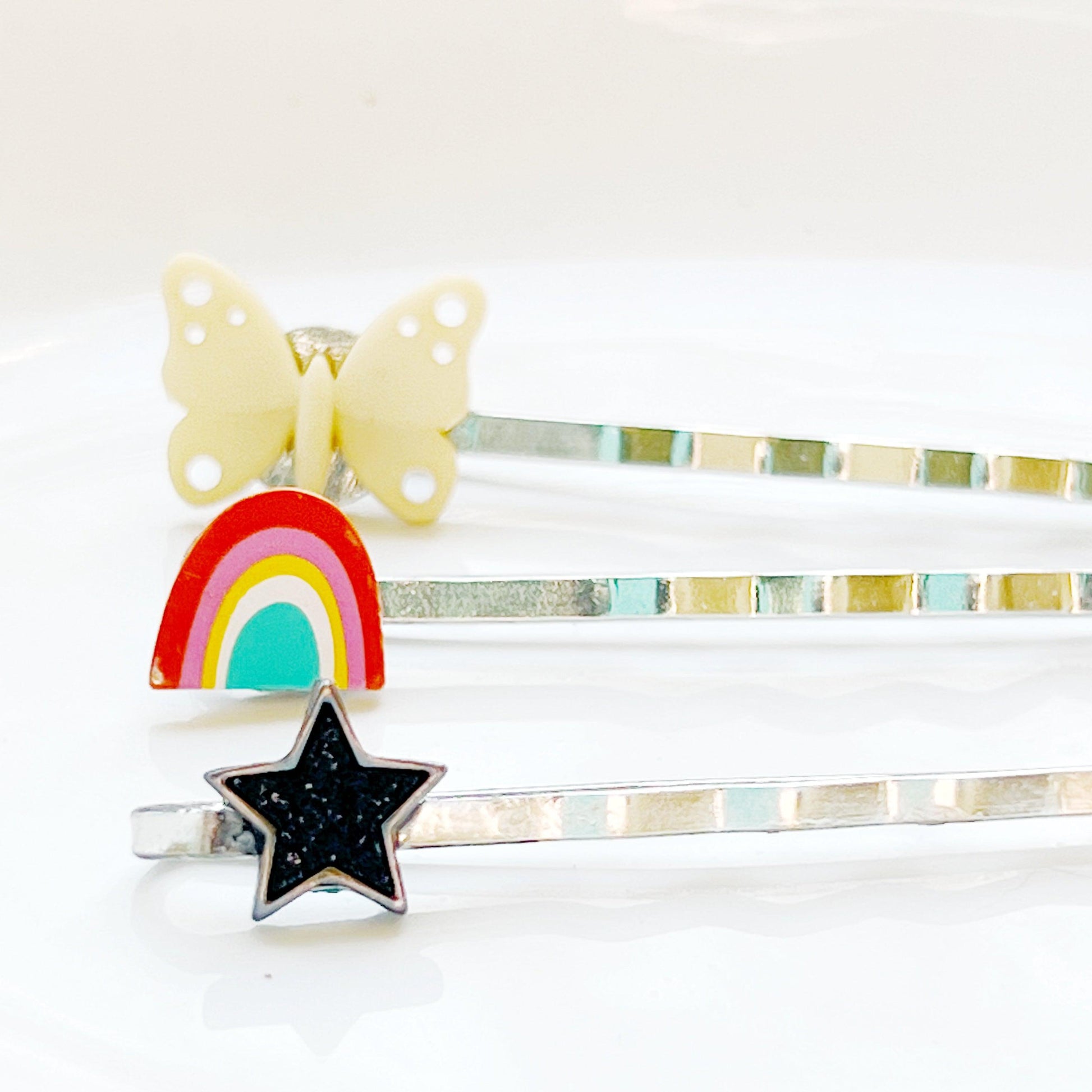 Butterfly, Star & Rainbow Hair Pins - Whimsical and Colorful Hair Accessories