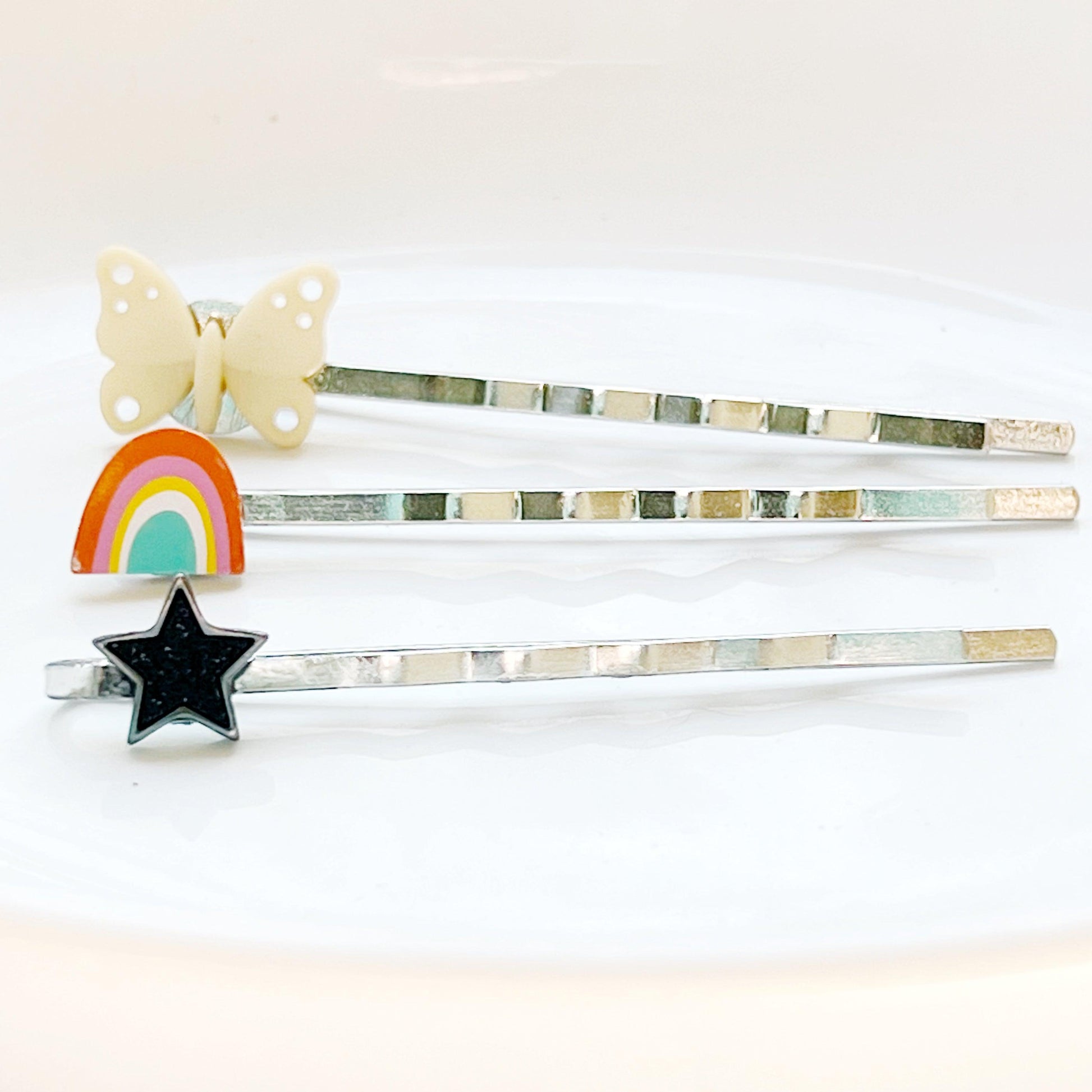 Butterfly, Star & Rainbow Hair Pins - Whimsical and Colorful Hair Accessories