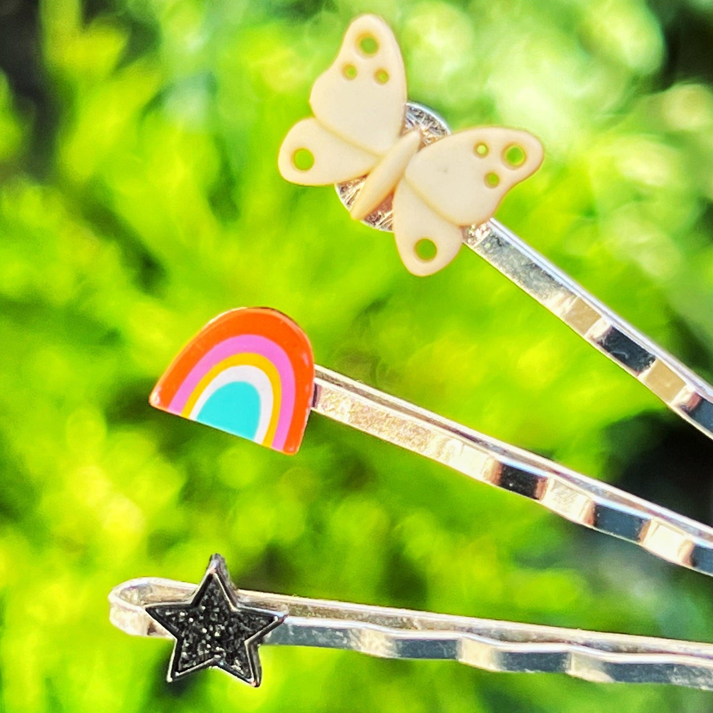 Butterfly, Star & Rainbow Hair Pins - Whimsical and Colorful Hair Accessories