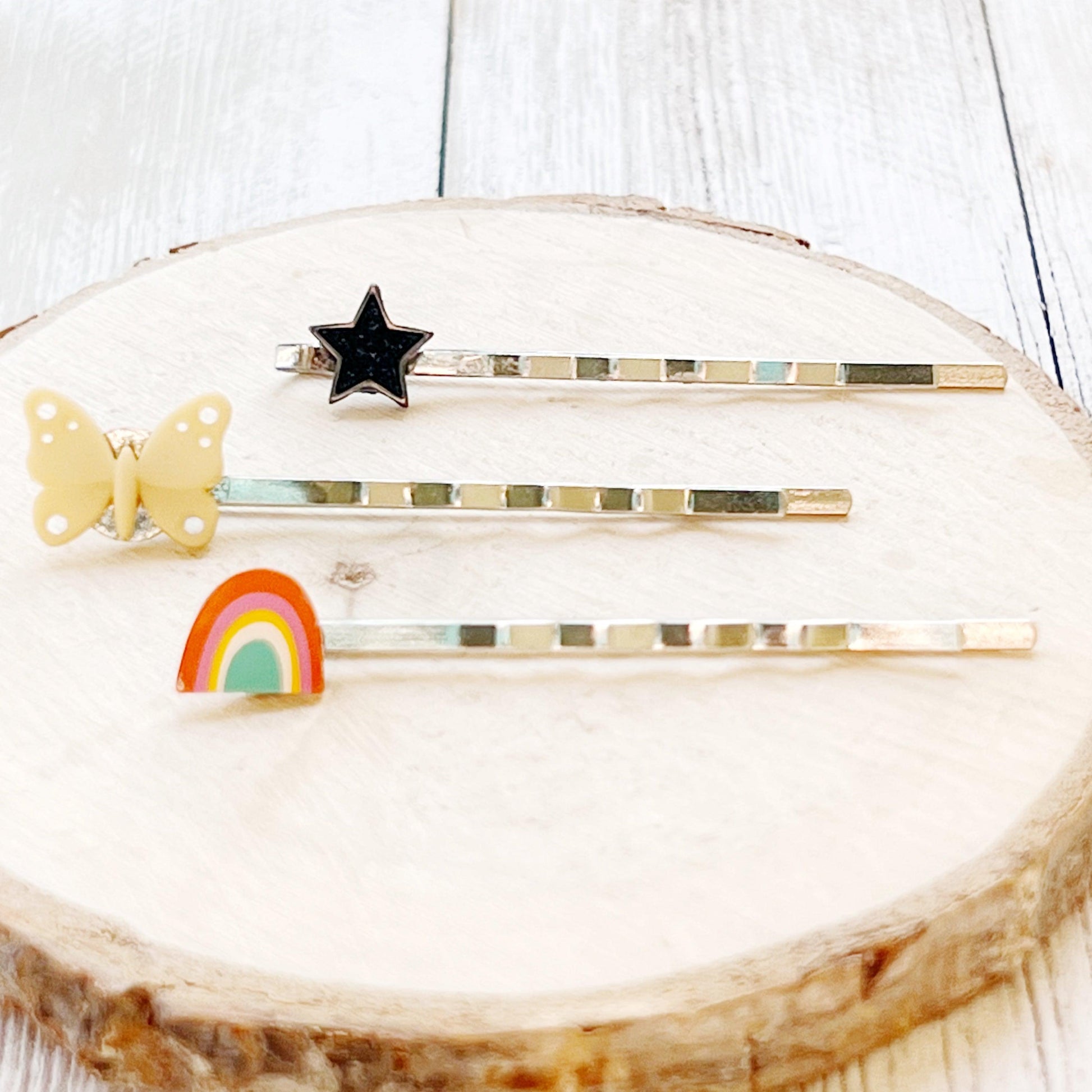 Butterfly, Star & Rainbow Hair Pins - Whimsical and Colorful Hair Accessories